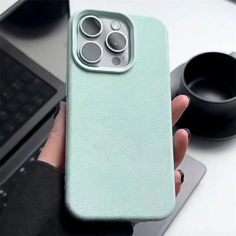 Matte Leather Texture TPU Soft Silicone Phone Case - Solid Color Back Cover