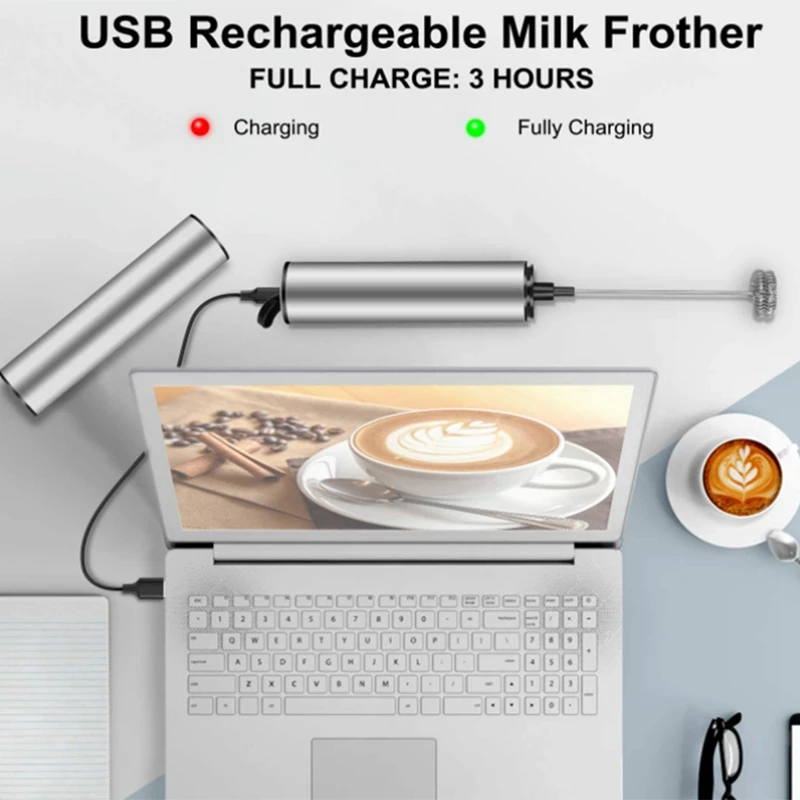 Milk Frother Handheld Coffee Frother Electric Whisk USB Rechargeable Foam Maker Bubbler Egg Beater for Hot Chocolate milk frother