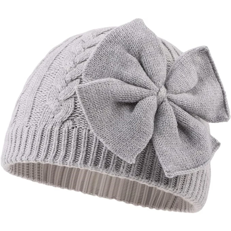 

Winter Warm Knitted Baby Hat for Girls Cotton Lined Infant Toddler Girls Hat Autumn Cute Bow Classic Girls Beanie 0-6Y