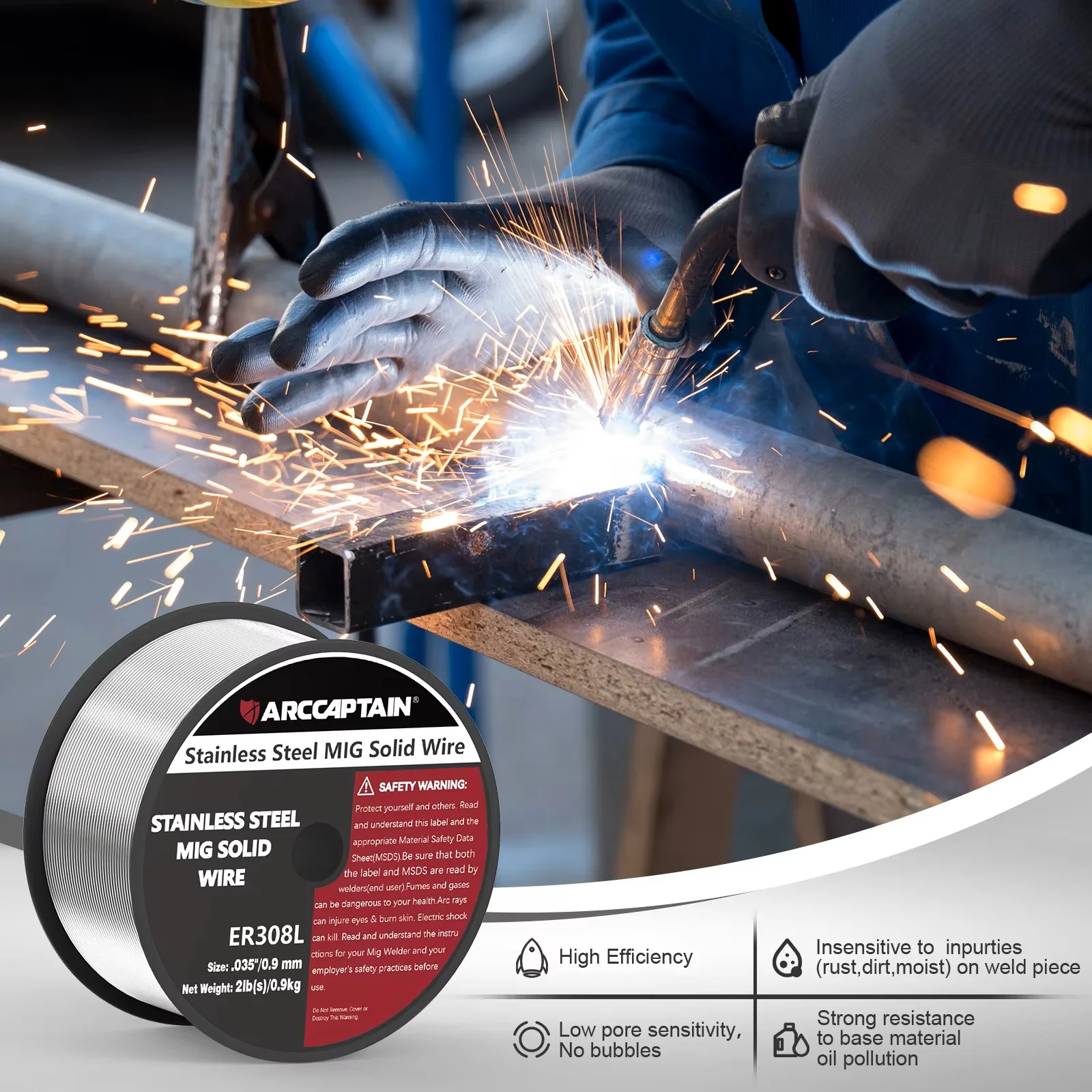Welding Wires MIG Stainless Steel ER308L .030-Diameter 2 Pounds Spool MIG Welding Machine Accessories
