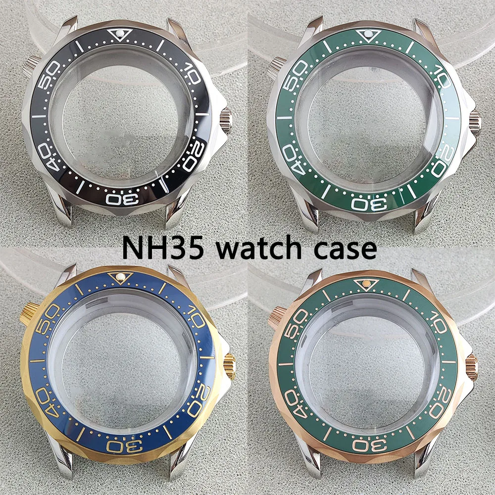 42mm NH35 case ceramic bezel stainless steel case/strap silver gold rose gold suitable for NH35 movement accessories watch acces
