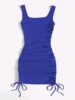 Summer ribbed vest dress drawstring pleated tight elastic hip skirt 4