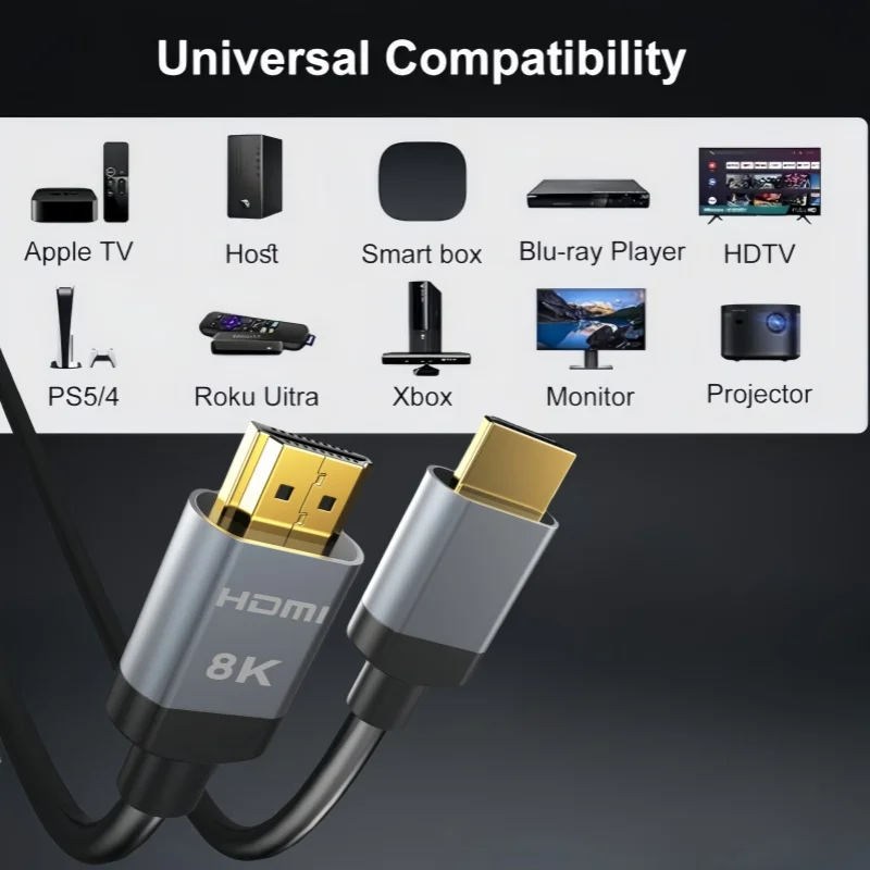 SKW Cavo HDMI 2.1 5m, 8K@4K alta velocità 48Gbps hdmi cavi, supporto 4K 120Hz 8K 60Hz, eARC Dolby Vision HDR 10 HDCP 2.2 e 2.3, compatibile con Roku TV PS5/4 HDTV Xbox
