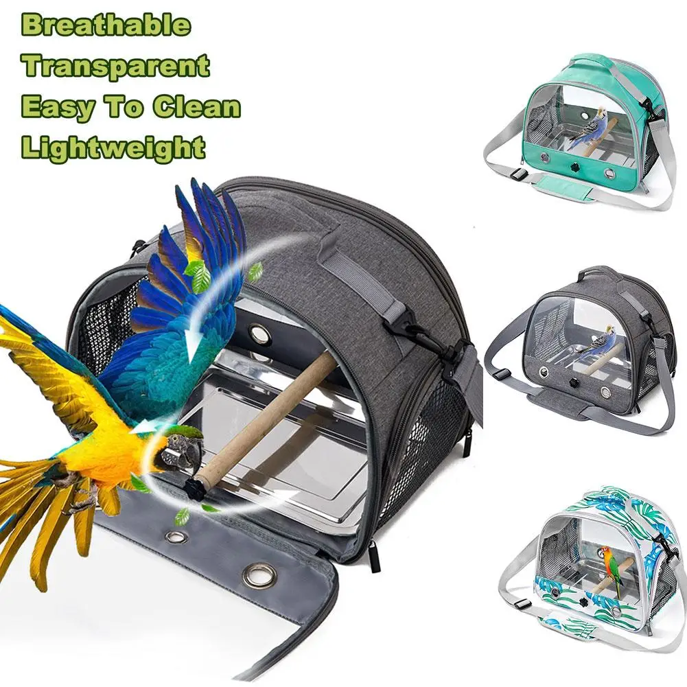 Portable Parrot Carrier Bag Bird Backpack with Perch for Birds Cage Side Window Foldable Small Pet Travel Cage Bird Supplies