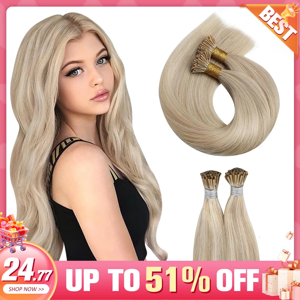 Hair Extensions Moresoo I tip Human Hair Keratin Fusion Brazilian Extension Tips Straight Machine Made Remy Balayage hair extensions