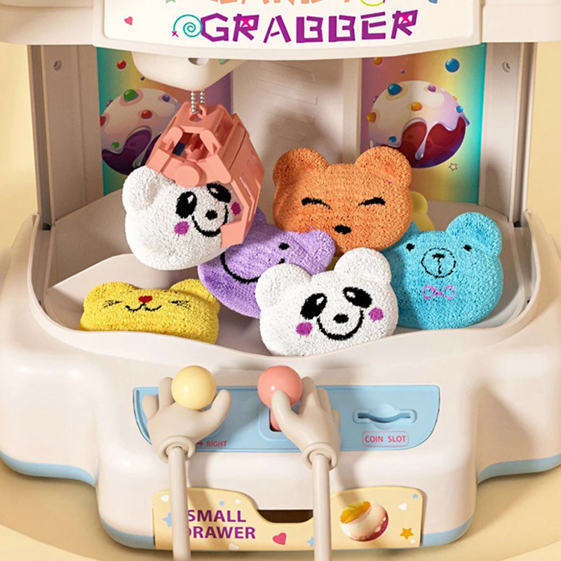 Kids Claw Machine Toy Stuffed Doll Gachapon Game Currency With Music Luminous 31CM Mini Arcade Machine For Children Gifts 5
