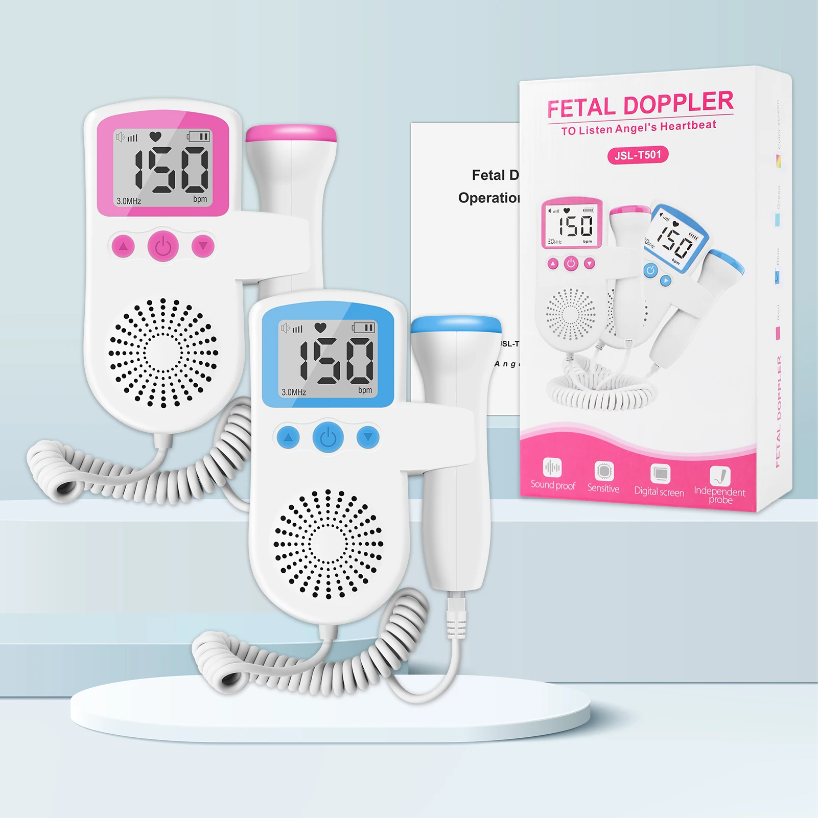 Lcd 3Mhz Doppler Fetale Baby Rilevatore Di Frequenza Cardiaca Prenatale Home Sonar Doppler Stetoscopio Donne Incinte Monitor Fetale