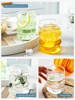 Leeseph 4Pcs Creative Glass Cups Coffee Mug Vintage Drinking Glasses Ribbed Glassware Aesthetic Cups with Straws Set - Image 4