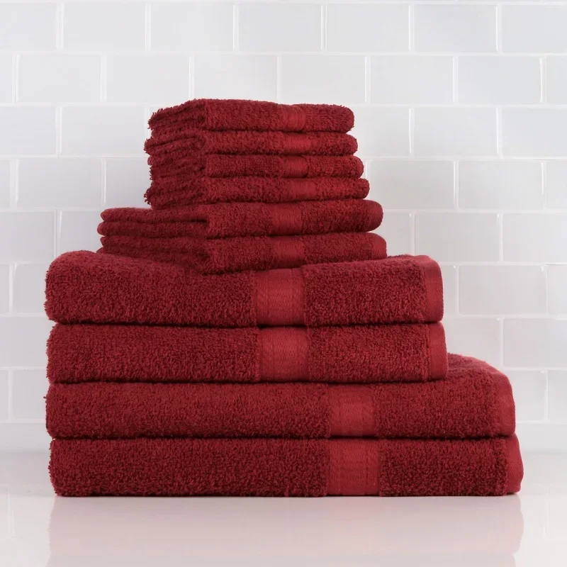 

Maways solid 10-piece bath towel set, Merlot