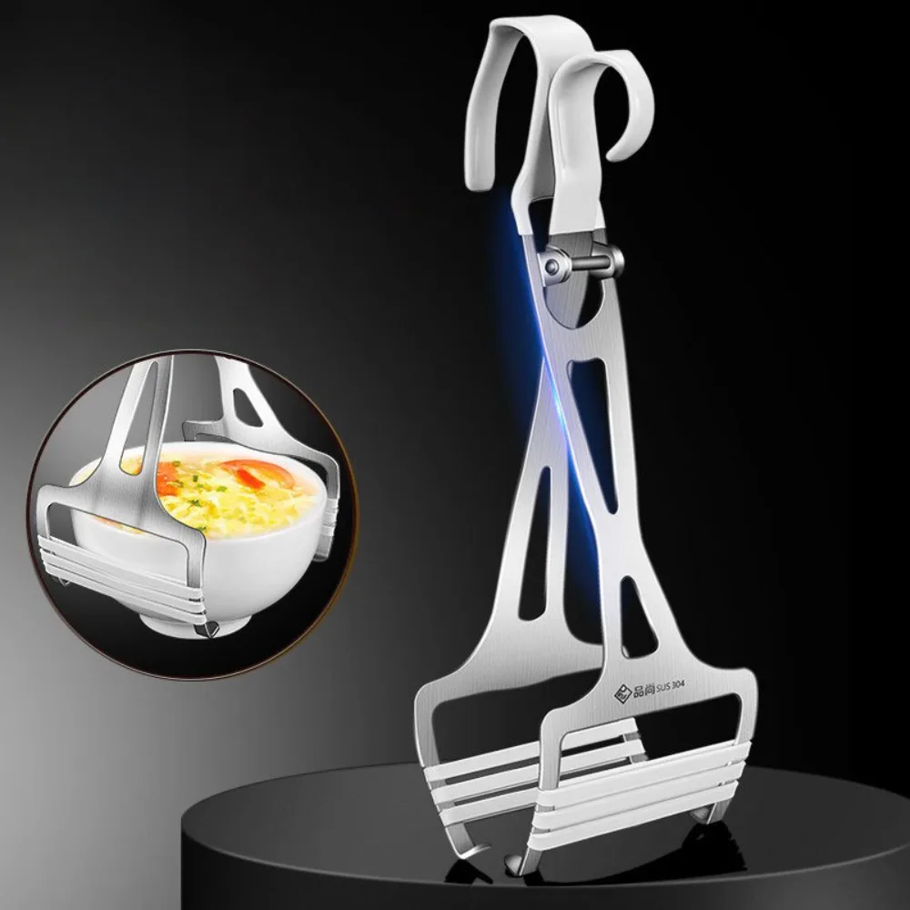 Stainless Steel Dish Clip Ergonomic Handle Stable Anti-Scalding Bowl Lifter Anti-slip Silicone Strip Bowl Gripper Pot
