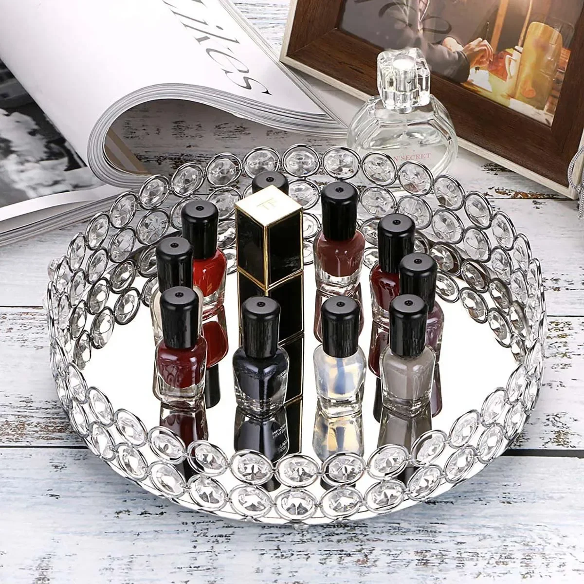 Makeup Tray Storage Baskets Box Home Organizer for Necklace Dessert Plate Tray Jewelry Serving
