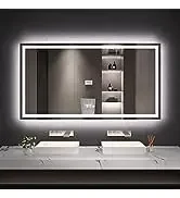 LOAAO 55X30 LED Bathroom Mirror with Lights, Anti-Fog, Dimmable, Backlit + Front Lit, Lighted Bat...