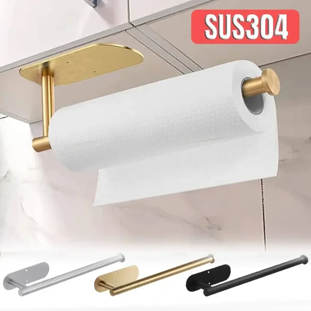 Kitchen Paper Towel Holder Punch Free Iron Under Counter Roll Paper Stand  Space Saving Cabinet Door Tissue Hanger for Bathroom - AliExpress