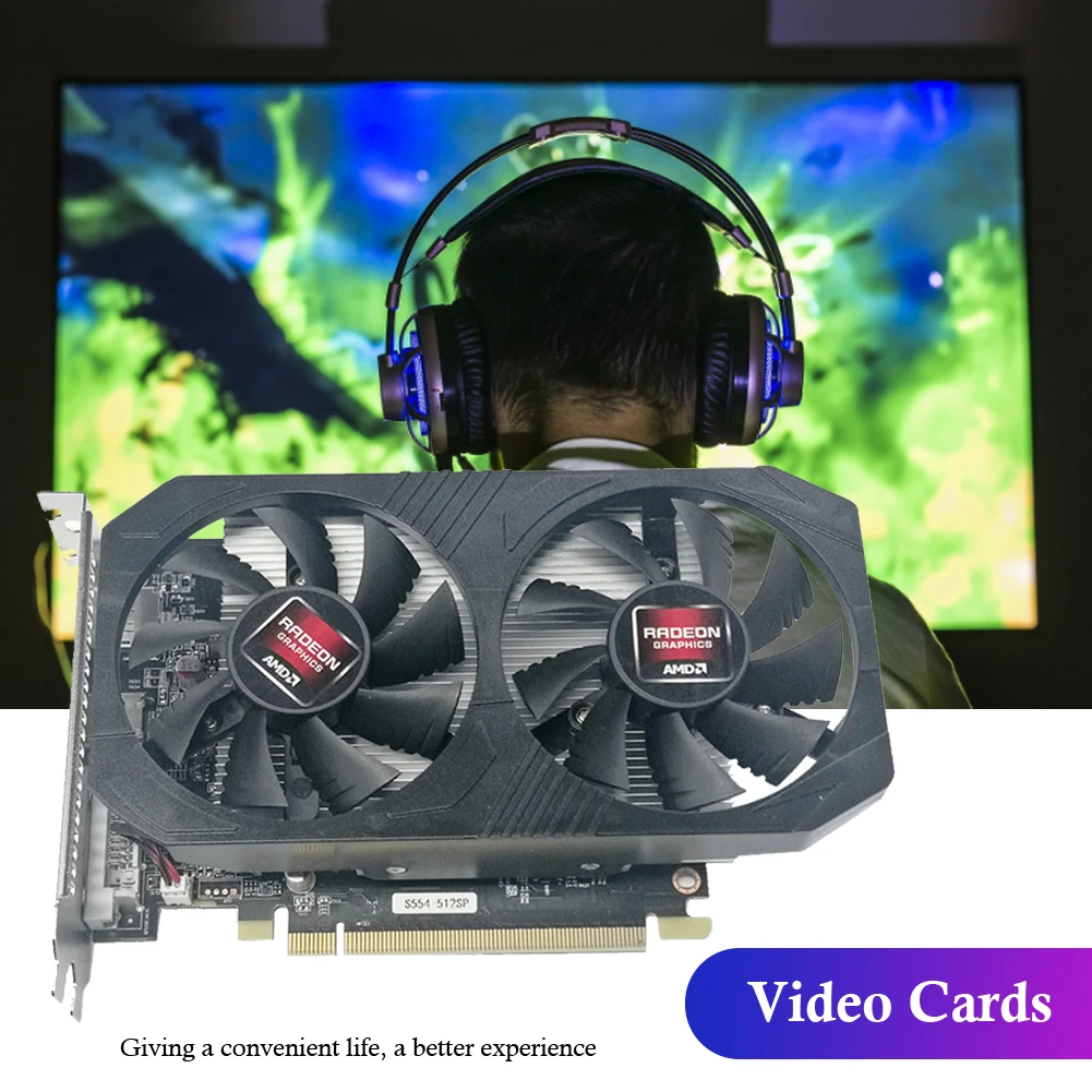 display card for pc AMD RX550 4GB DDR5 Graphic Card Desktop Computer with Dual Cooler Fan 128bit HDMI-compatible DP DVI-D Video Cards for PUBG gpu pc