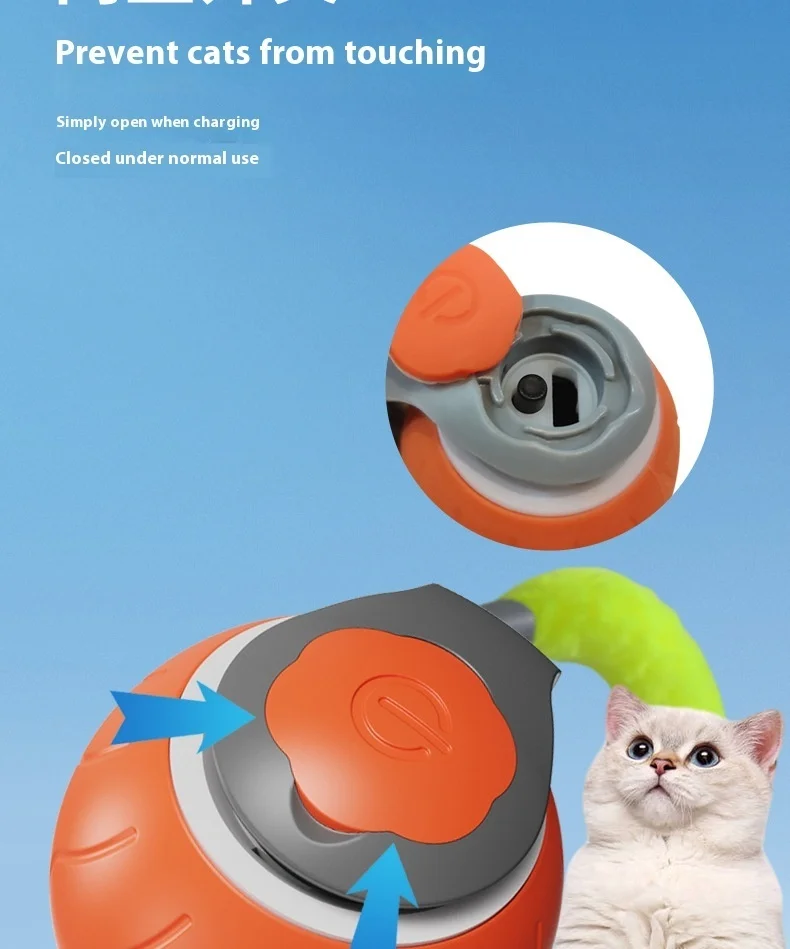 Description Picture 5 of itemInteractive Cat Toys Ball Automatic Rolling Ball Faux Tail Rechargeable Smart Pet Electric Toy Dog Cat Training Imitate Mouse