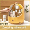 Acrylic Cosmetic Storage Box LED Light Large Capacity Waterproof Dustproof Skin Care Jewelry Desktop Drawer Rotate Open Cover 1