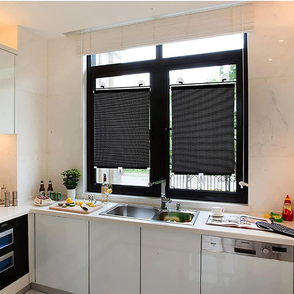 Sunshade Roller Blinds Suction Cup Sunshade Blackout Curtain Car Bedroom Kitchen Office Window Sun-shading Curtains Nail-free window shades fabric blinds roller blinds window blinds