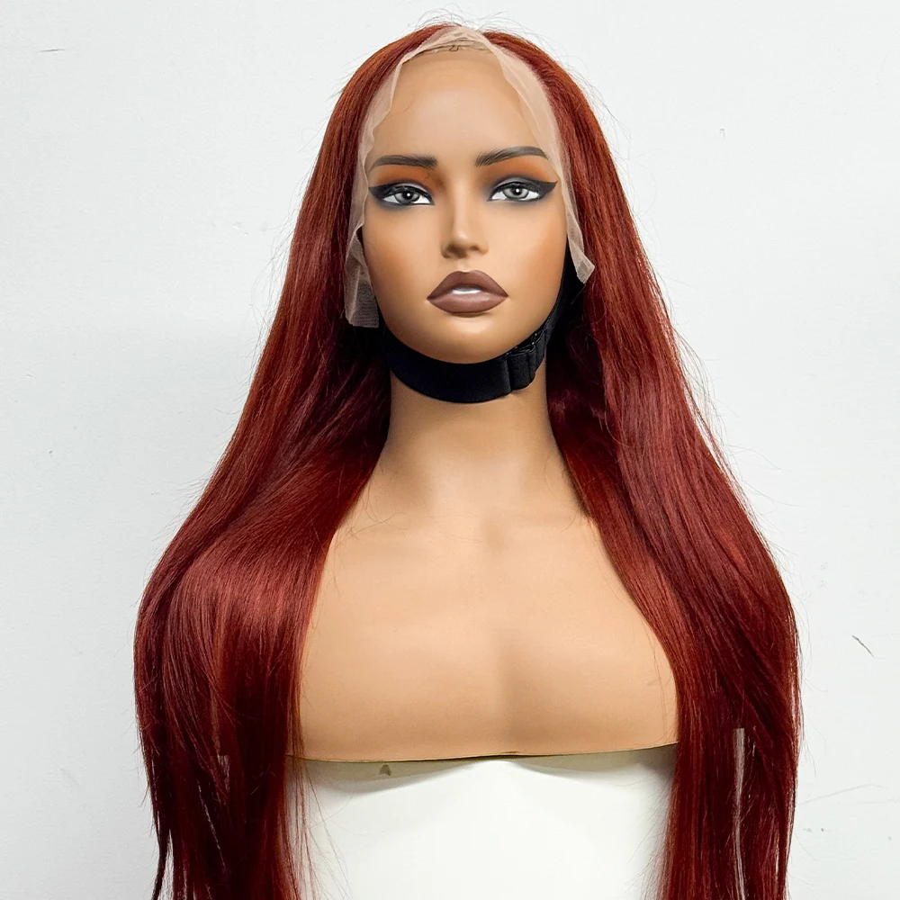 22-34 in Straight Human Hair Wigs #33 Reddish Brown 13x4 Lace Front Wigs Human Hair 250% Density Brazilian Hair For Black Women