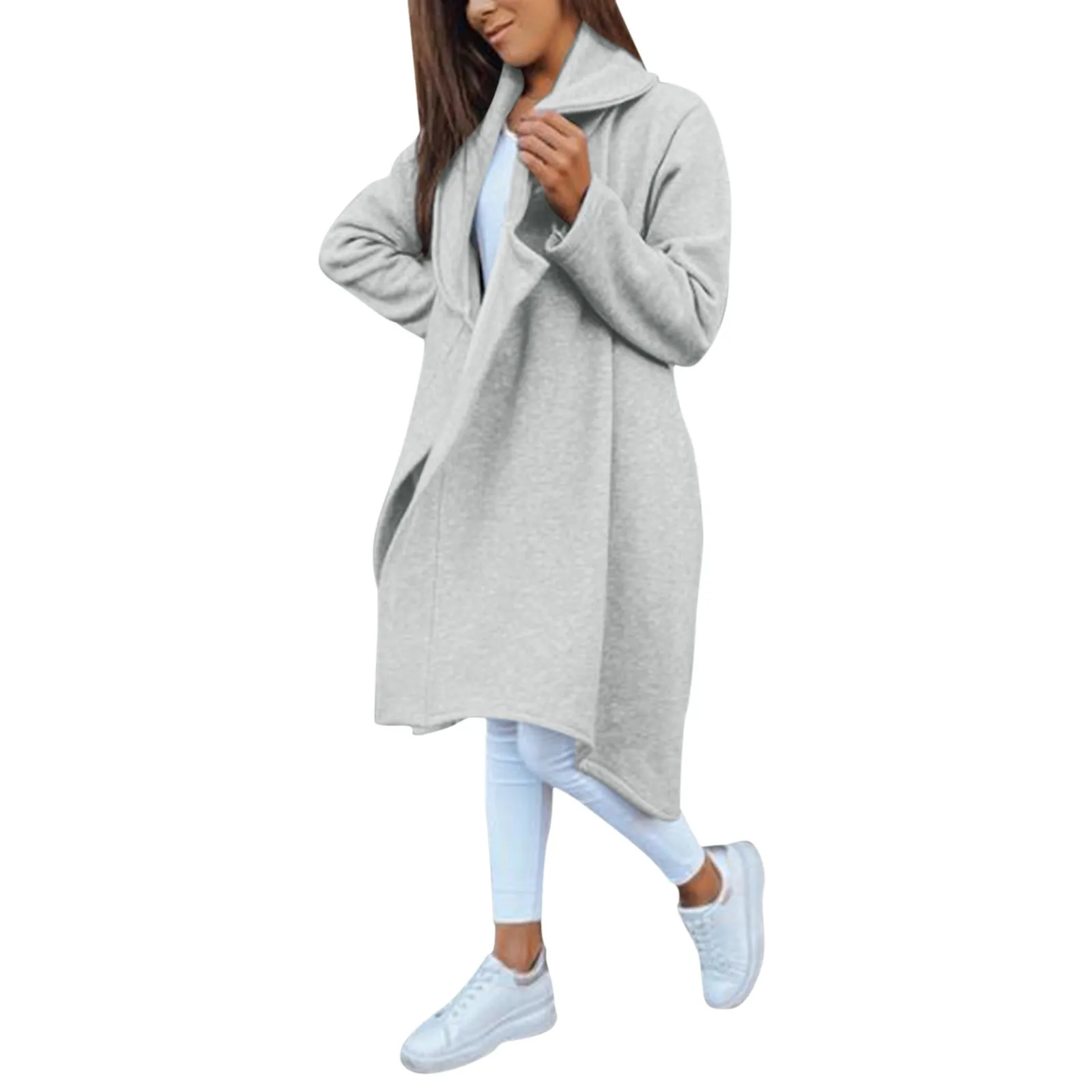 

Women Casual Solid Sweatshirt Coat Button Loose Irregular Button Jogging Outerwear Tracksuit European Style