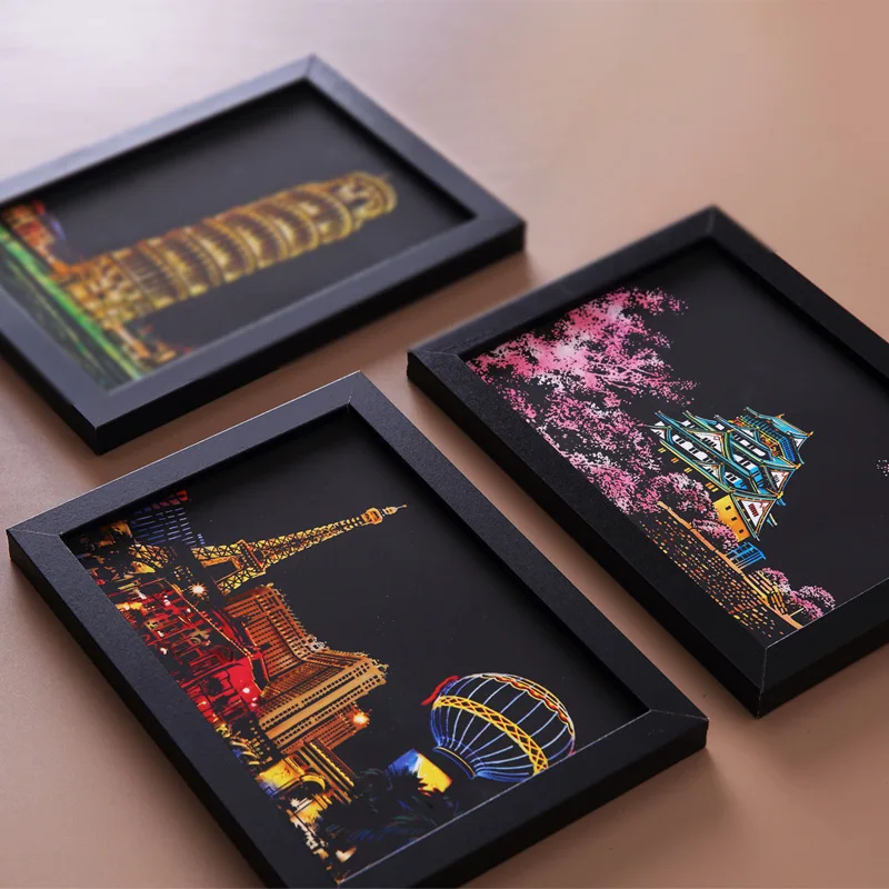 

4 Pcs 20x14 CM A5 Magic Scraping Painting DIY Manual City Night View Scratch Paper Drawing Postcard For Kids Learning Toys