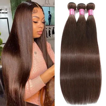 15A Remy Brazilian Bundles Straight Human Hair Bundles Deal #4 Brown Colored Bundles Hair Weaving Straight Bundles Human Hair 1