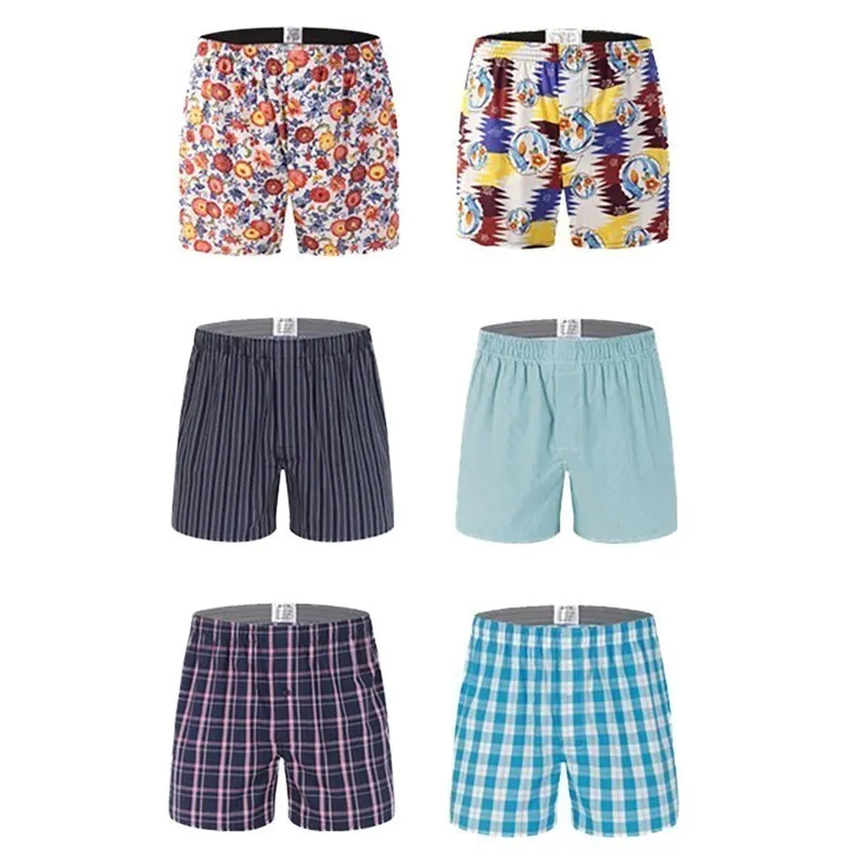 4Pcs/Lot Classic Plaid Striped Men's Boxers Cotton Mens Underwear Trunks Woven Homme Arrow Panties Boxer Plus Size 4XL 5XL 6XL