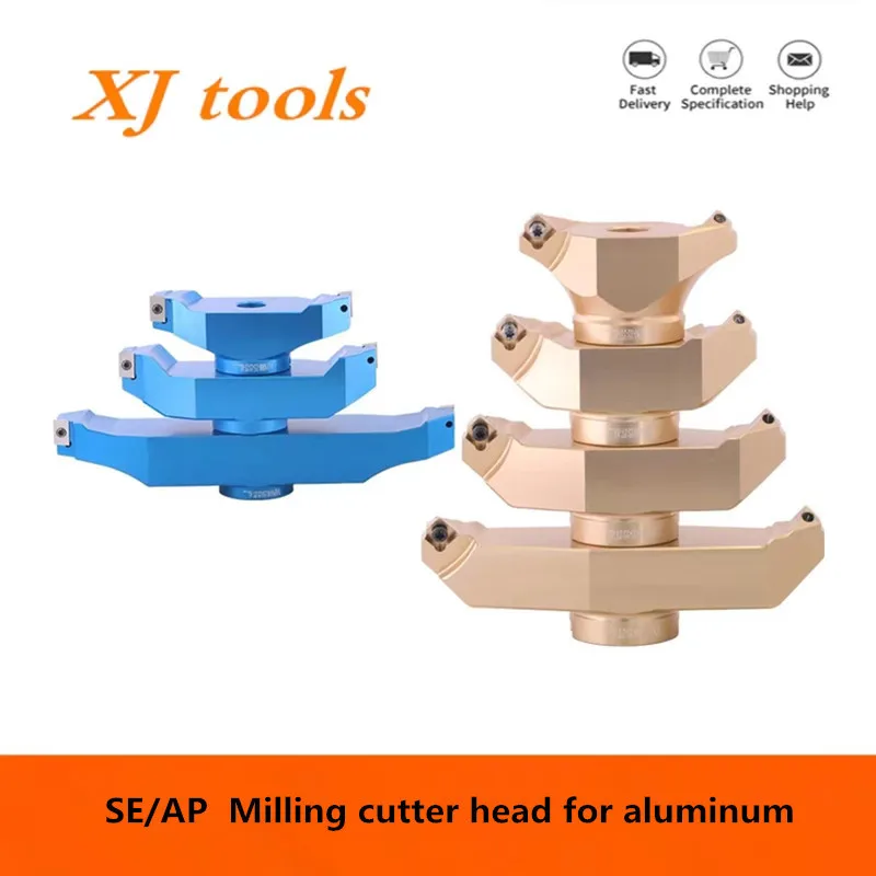 

AP SE Face Milling Cutters Tools 90° 45° KM12 400R 50 22 27 Right-Angle Two-Edged Bridge Type Aluminum Alloy Milling Cutter Head