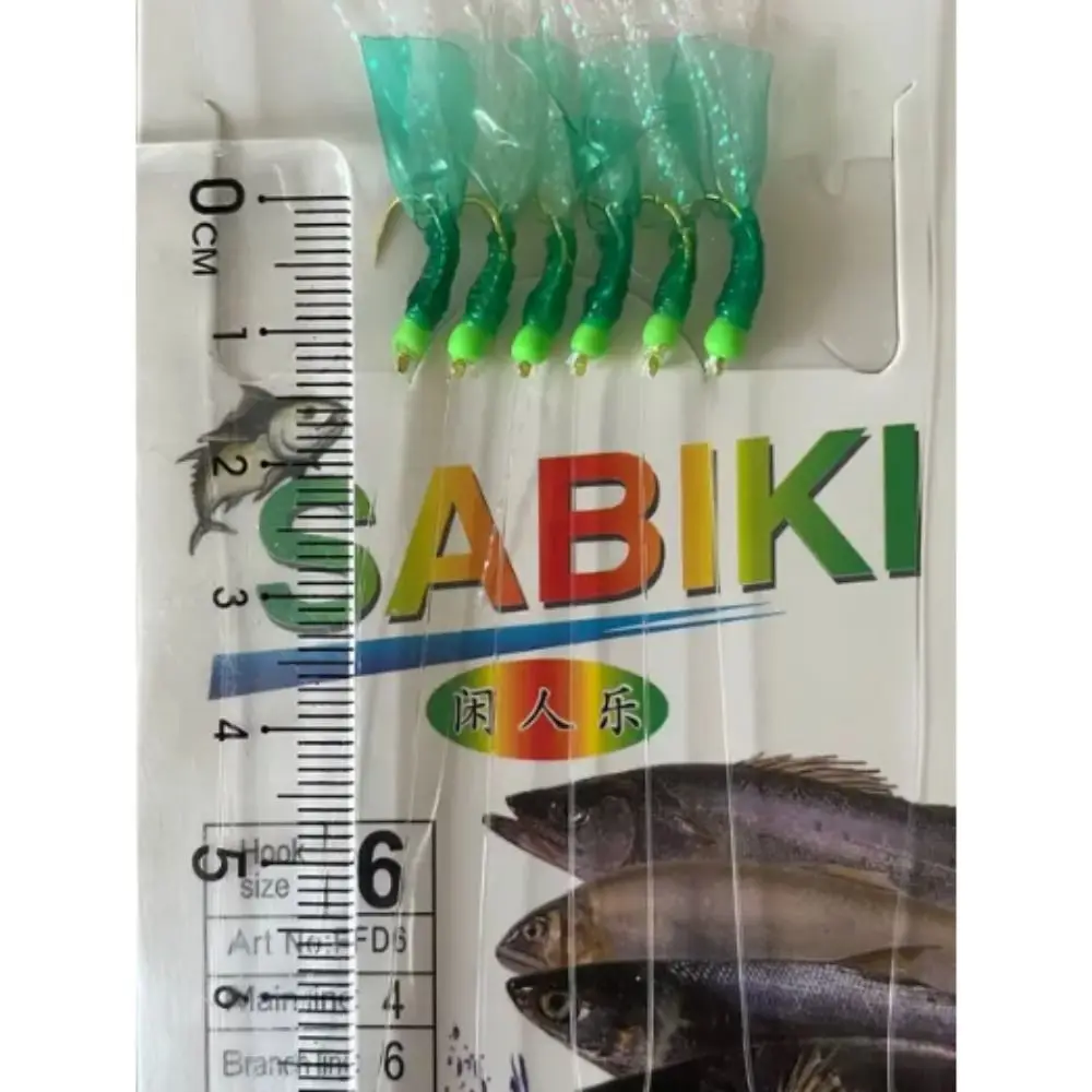 Enhanced Green Rubber Fishing Lures with Golden Tied Hooks