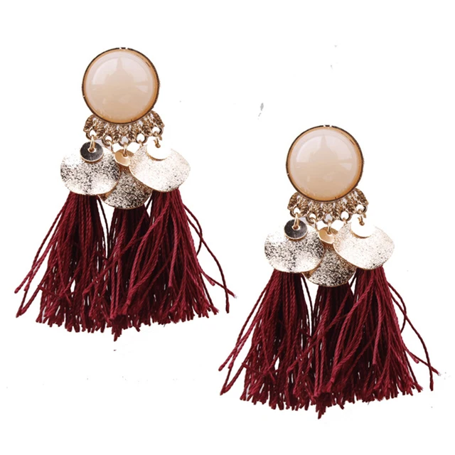 FSUNION New Arrival 2022 Bohemian Sequins Tassel Earrings For Women Wedding Party Acrylic Beads Statement Drop Earrings Jewelry 5