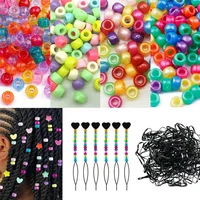 100pcs Hair Beads Pony Beads for Hair Braids 6x9mm Plastic Bead 4mm Large Hole for Kids Girls African Hair Bead Accessories 2