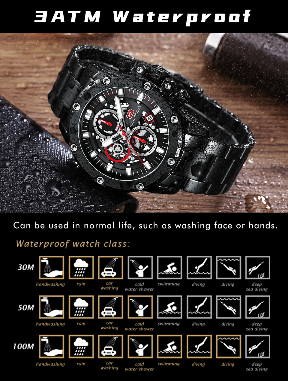 MINI FOCUS Quartz Watch for Men Waterproof_voghion.com