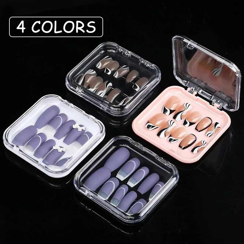 Press On Nail Packaging Boxes Double Sided Adhesive Nail Tape Acrylic Press On Storage Box 4 Colors 20pcs For fake nails false nails