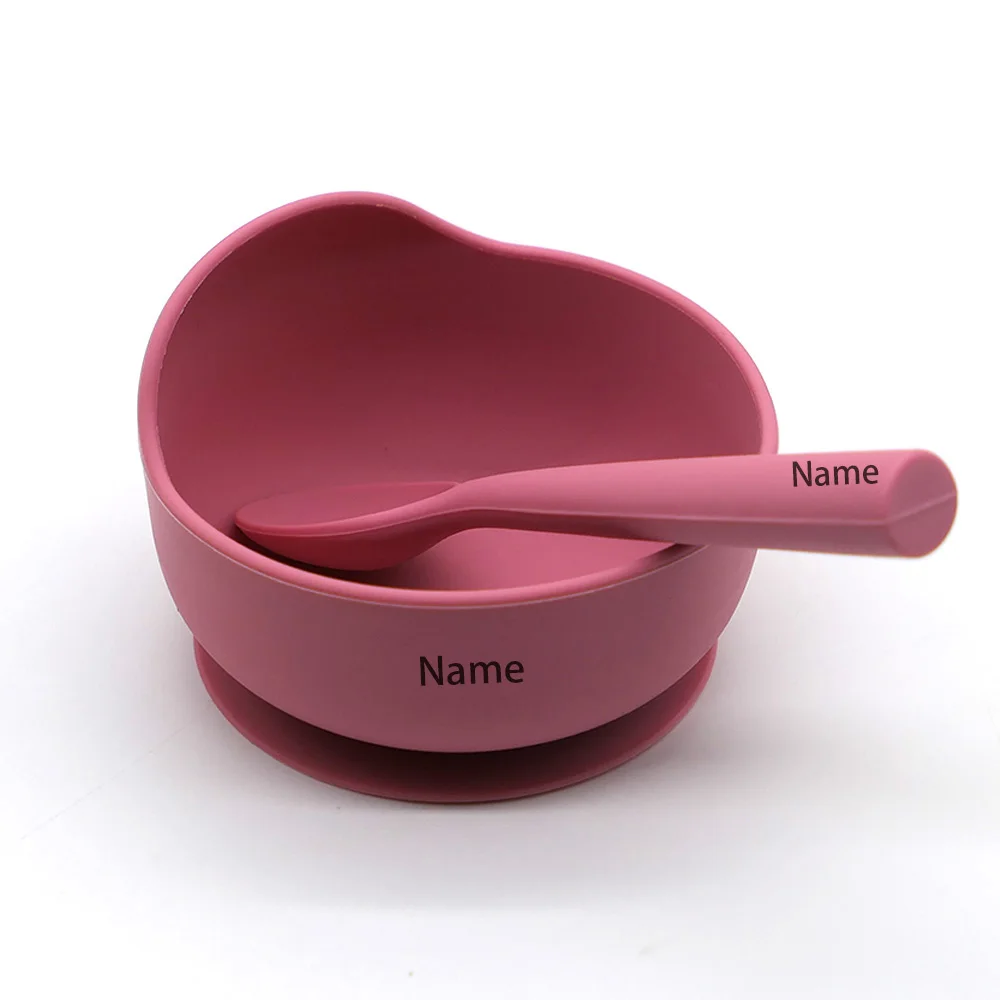 Baby Tableware Bowl Spoon Free Printing Silicone Material Personalized for Boys and Girls Holiday Gift