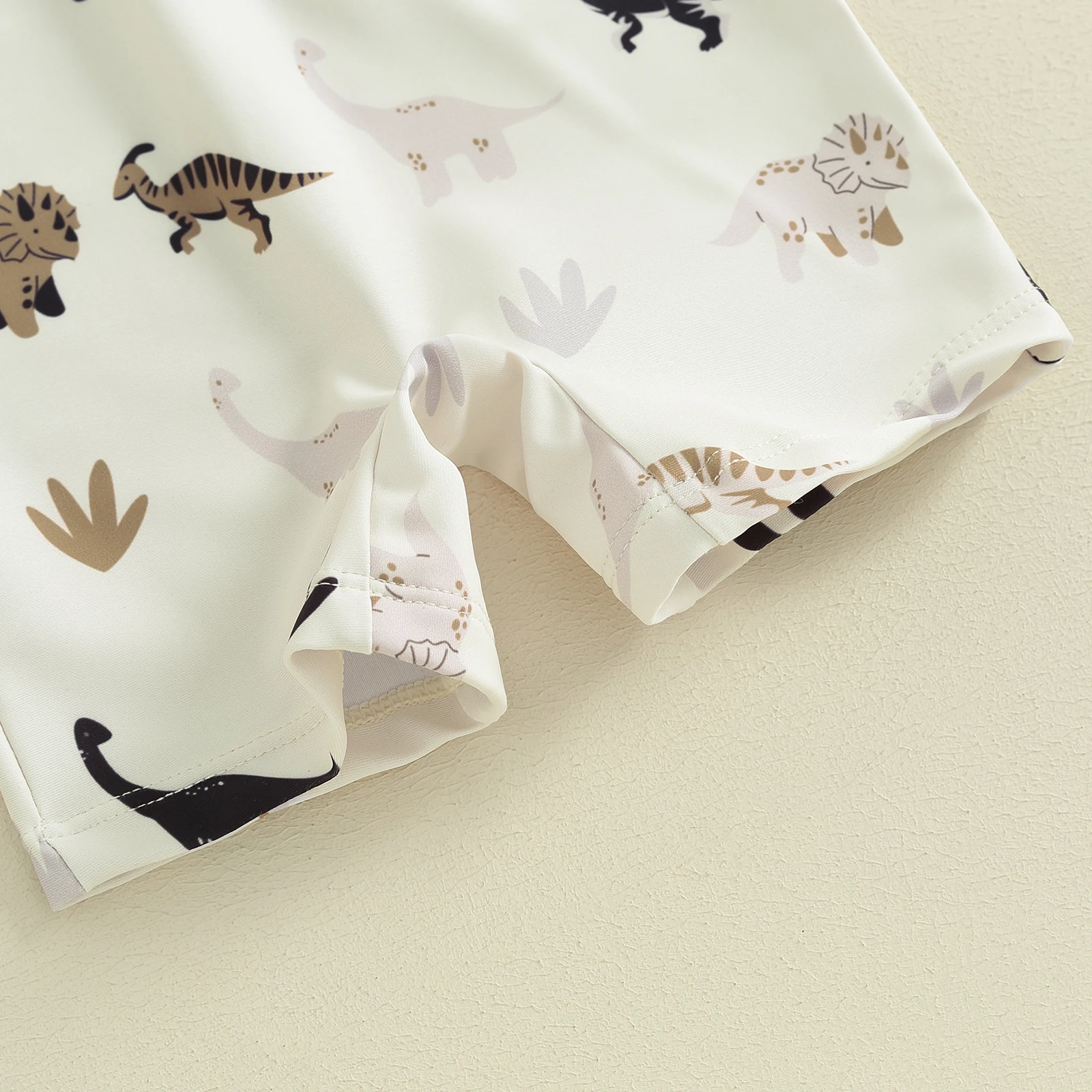 Kids Boys Summer Swimsuit Casual Tree/Dinosaur Print Zipper Short Sleeve Jumpsuit Swimwear Beachwear Bathing Suit 0-3T