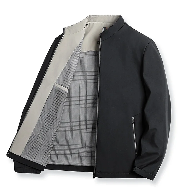 EiAO Windbreaker Men's Formal Stand Collar  Business Casual Waterproof Windproof Official Coat for Middle-Aged Executives 2025