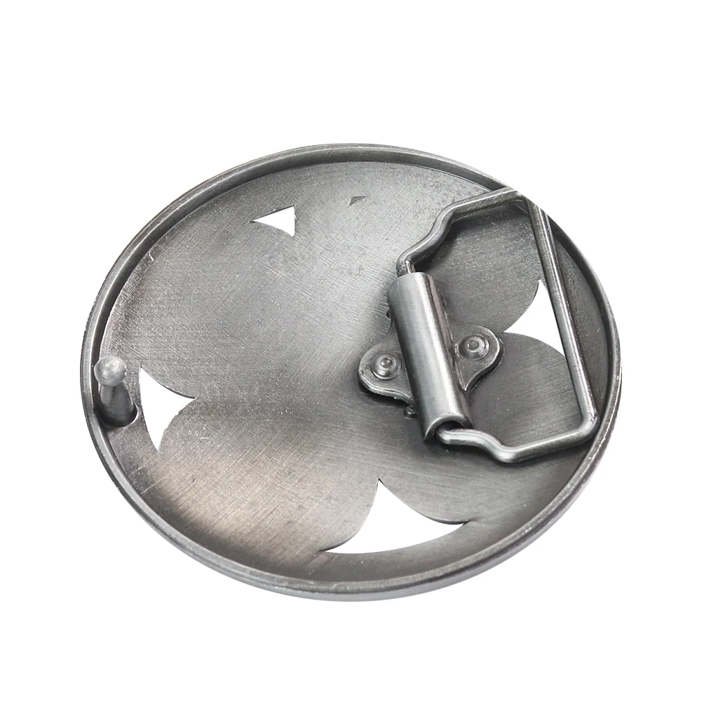 Fortune Love Heart Four Leaf Clover Rub for Luck Round Metal Belt Buckle Felicity Mascot Clasp Couple Girlfriend Jeans Accessory