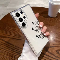 Shockproof Transparent Soft Silicon Cat Phone Case Cover for SamsungS24 Ultra (TE99)