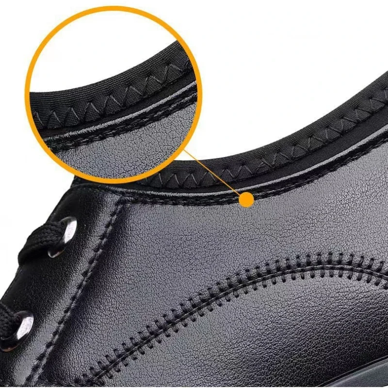 Leather Business Casual Shoes for Men Breathable Platform Loafers Fashion British Simple Men Shoes Soft-Soled Non-Slip Shoes Men 5