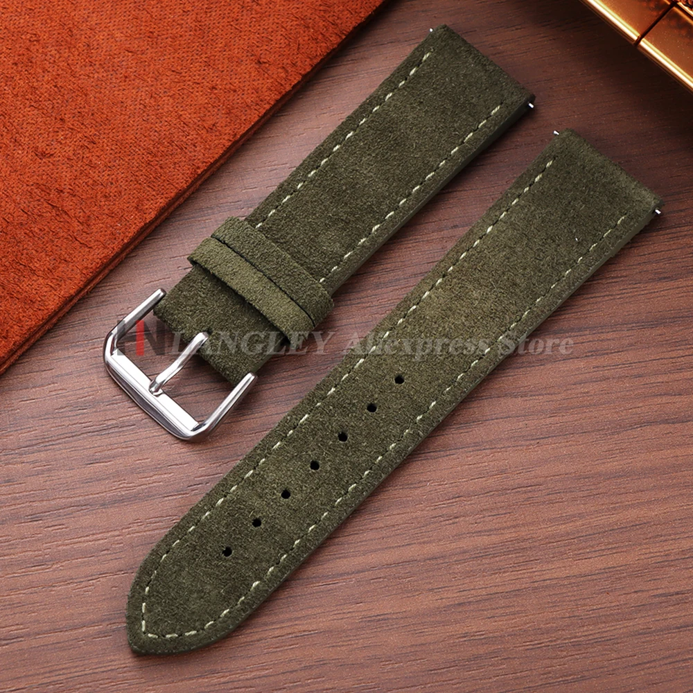 Vintage Brown Genuine Suede Cowhide Watch Strap with Quick Release