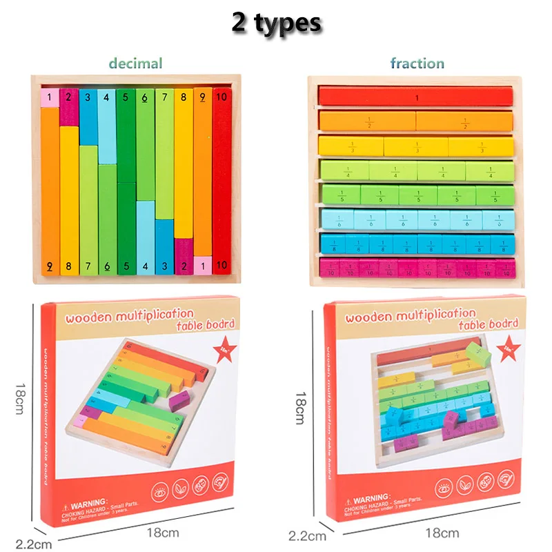Children Montessori Math Toys Parish Color Cognitive Board Fractional Stick Arithmetic Learning Educational Toys for Children 2
