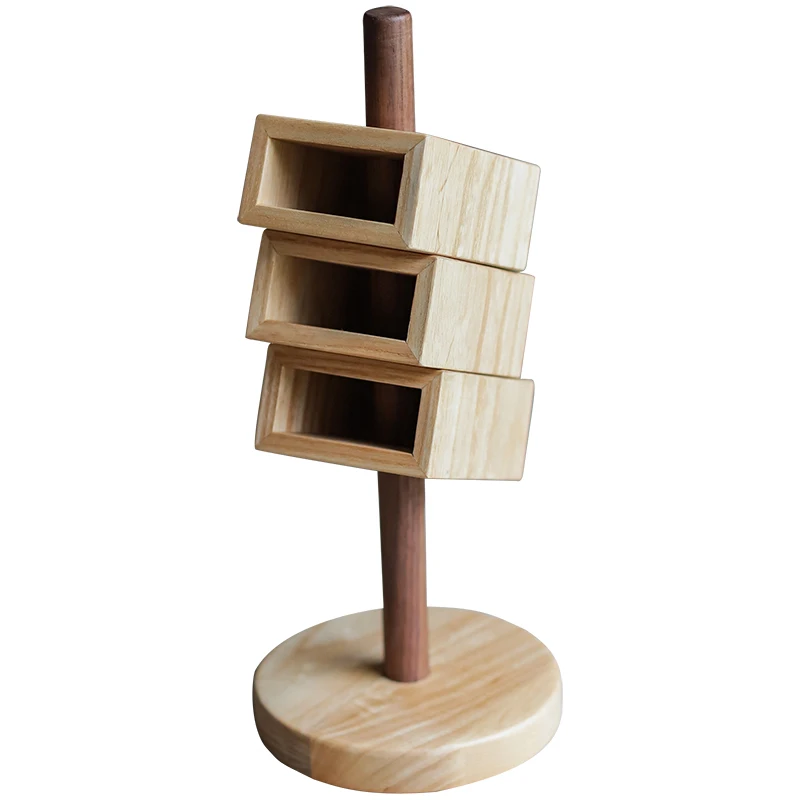 Solid Wood Slanted Pen Holder Multi-Layer Desk Organizer Retro Office Stationery rack Stylish Desktop Decoration for Workspaces