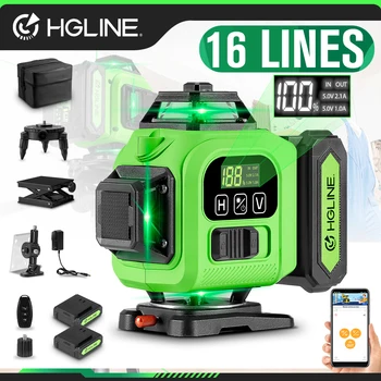 HGLINE 16 Lines Laser Level Professional 4x360° Cross Horizontal Vertical Levels Machine APP Remote Control Laser Level Tool 1