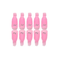 Colorful Acrylic Nail Art Soak Off Cap Clips - 10-Piece Set for Manicure and UV Gel Polish Removal (Light Pink)