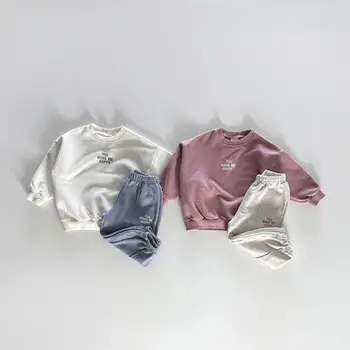 2025 Autumn New Baby Long Sleeve Clothes Set Boy Letter Print Gym Suit Girls Casual Sweatshirt + Pants 2pcs Suit Toddler Outfits