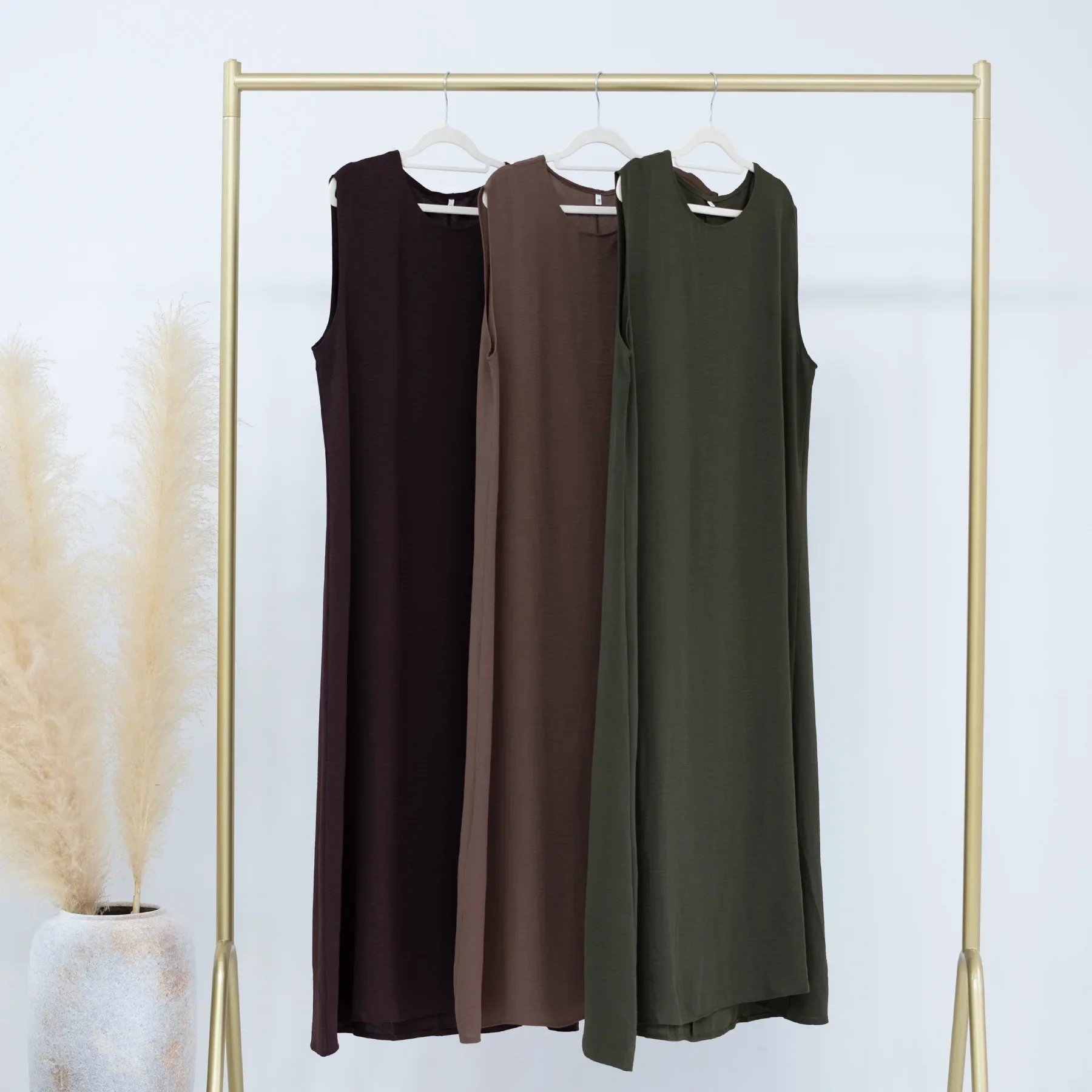 Winter Abaya Under Dress Crepe Islamic Abayas All-Match Sleeveless Inner Long Slip Dresses Muslim for Women Dubai Turkey Kaftan
