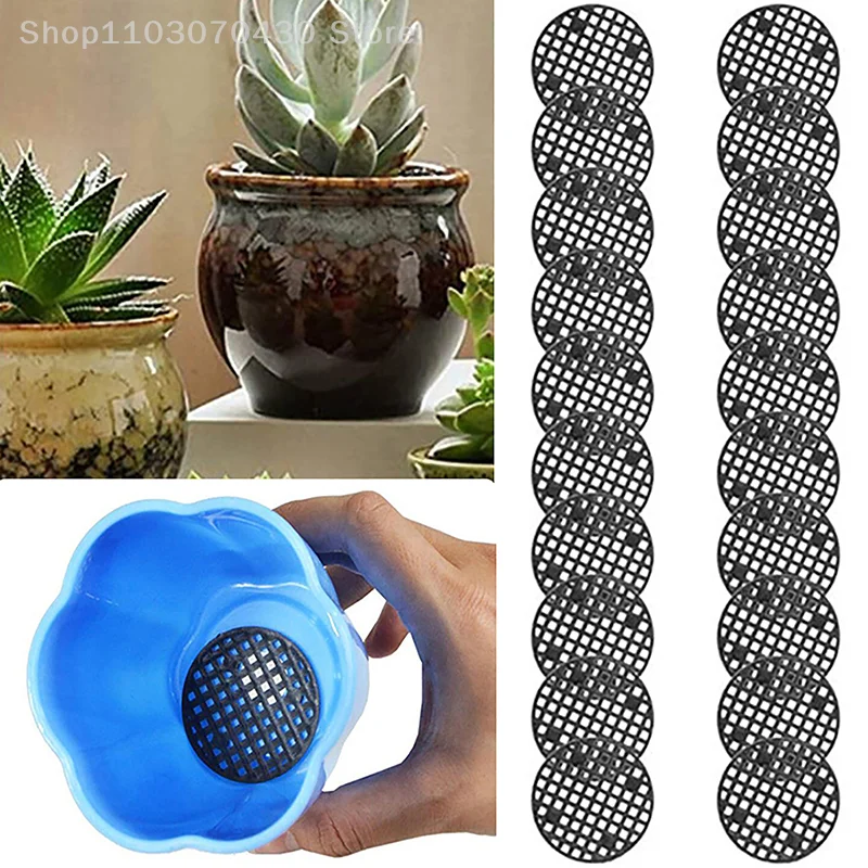 

50Pcs Bottom Grid Mat Multi-function Flowerpot Mesh Pad Hole Bonsai Basin Bottom Breathable Gasket Gardening Accessories