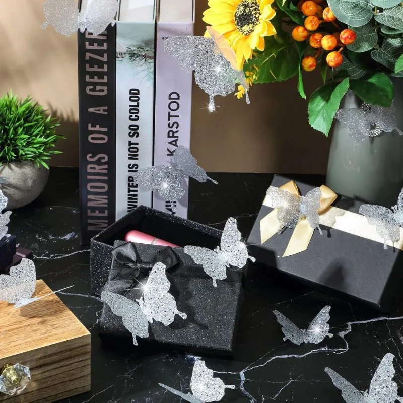 Hollow Butterfly Metallic Wall Stickers DIY Decoration for Wedding Crafts Party Events Cake Decor Home and Room Accessories