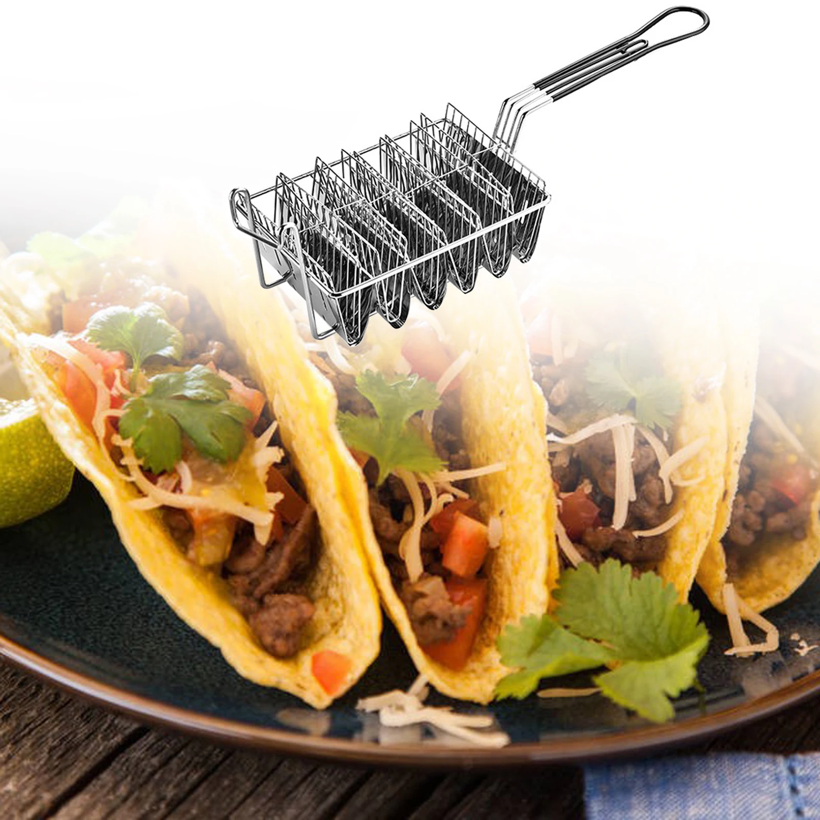 Soporte Para Tacos De Acero Inoxidable - Bandeja Para Calentar Tortillas En Microondas Y Horno, Antiadherente