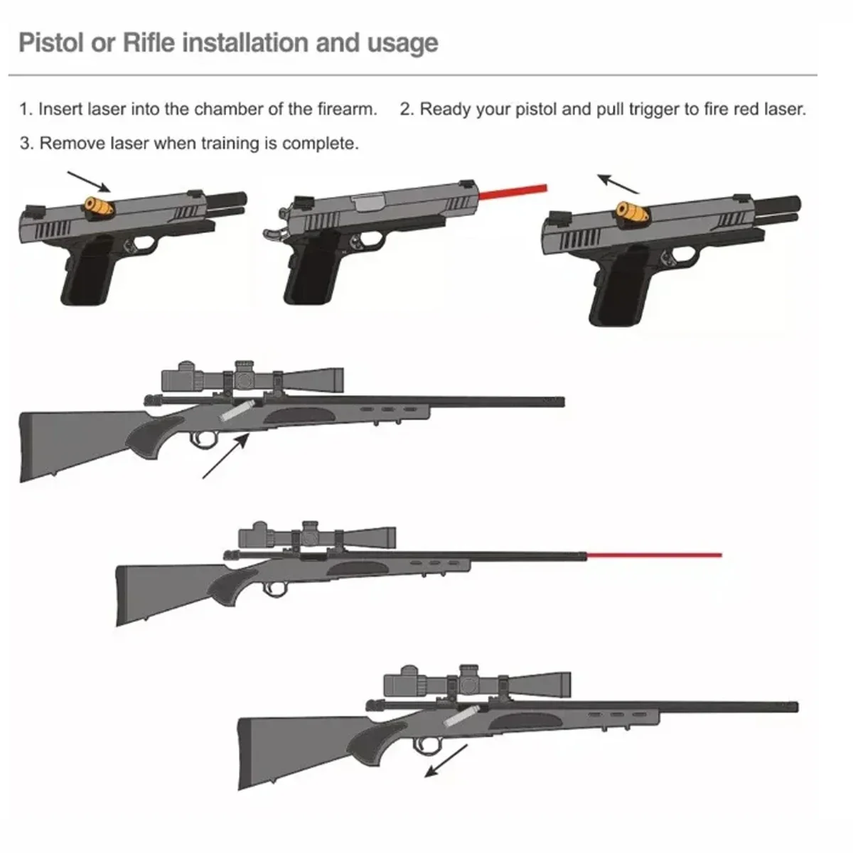 Dry Fire Laser Trainer 9mm/.40S&W/.38SPL/.223Rem Laser Trainer Cartridge Switch Cover Laser Training Bullet Breech Cover Tail Switch Accessories dry fire laser trainer laser sight red dot laser sight laser bore sight
