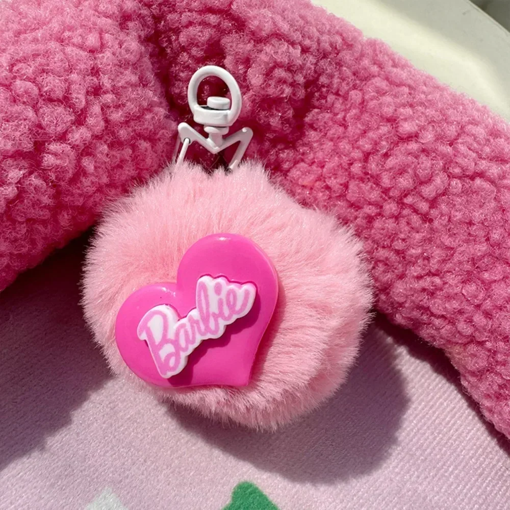 Plush Pink Barbie Pendant Cartoon Sweet Girl Key Chain Pupil Backpack Strap Friend Gift Girls Accessories Hairball Keys Pendant 3